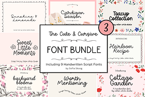 Cute & Cursive Font Bundle 3, a Script Font by Sofia Skoog