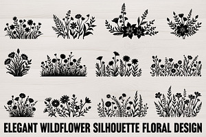 Elegant Wildflower Silhouette Bundle, an Illustration by jahid234