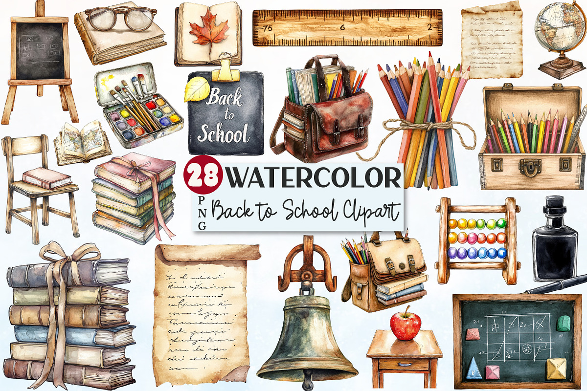 Vintage Back to School Clipart, an Illustration by Rose Art (Photo 1 of 4)
