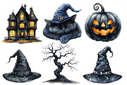 Watercolor Halloween Clipart, an Illustration by Designworld (Thumbnail 3 of 6)