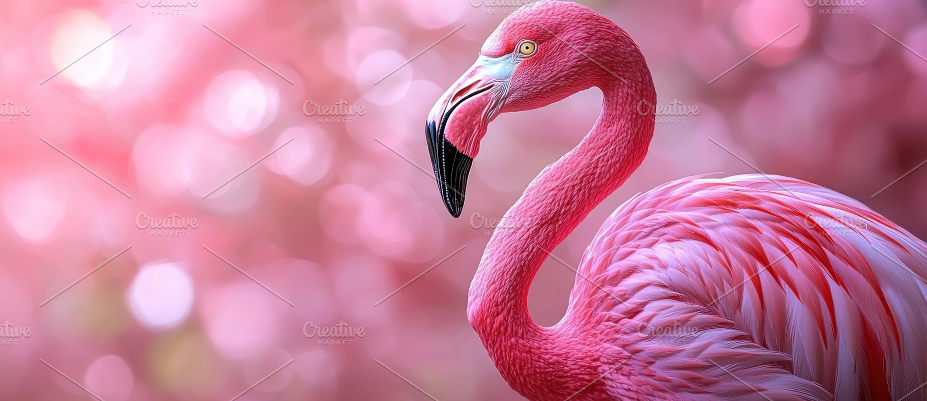 Closeup of vibrant pink flamingo with intricate feathers against, an Animal Photo by José Manuel Gelpi