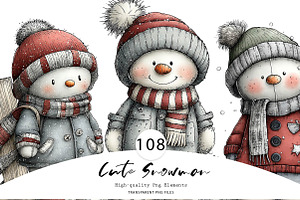 Cute Snowman, a Seasonal Illustration by CreationArt