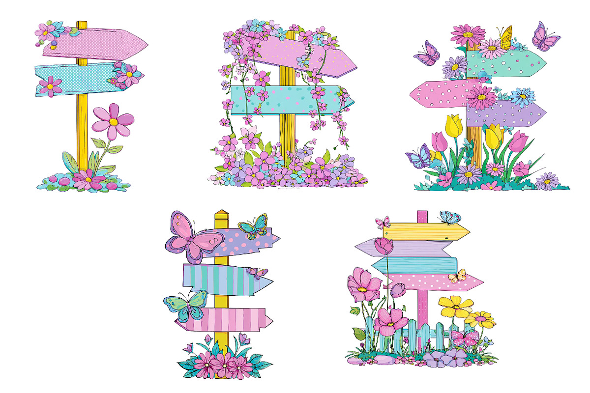Flowers Spring Singpost Clipart, an Illustration by Dream Creation (Photo 5 of 5)