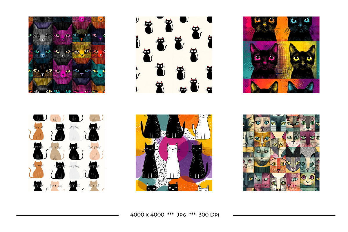 Cat Retro Art Style Patterns, a Pattern Graphic by karenfoleyphoto (Photo 4 of 9)