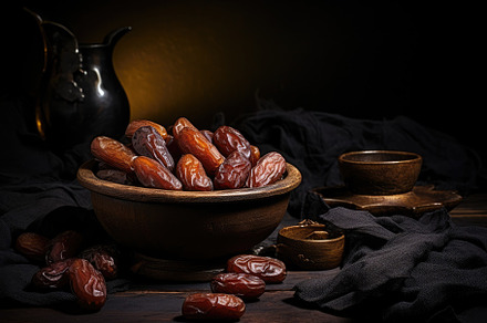 Dates fruit in a bowl on wooden tabl, a Photo by Iftikhar Alam