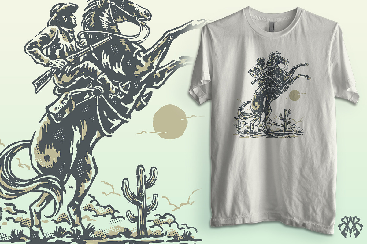Horse tamer cowboy vintage style, a Person Illustration by Krizvector Artwork Shop (Photo 2 of 3)