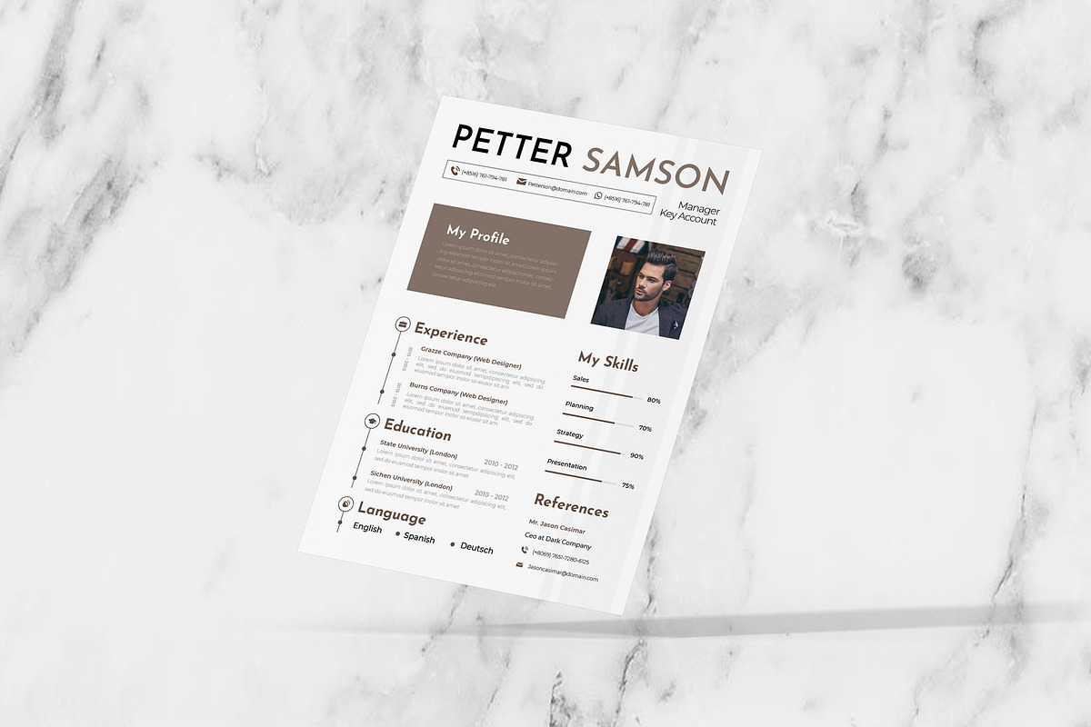 Cool Brown CV Resume, a Resume Template by Fannan Studio (Photo 2 of 3)