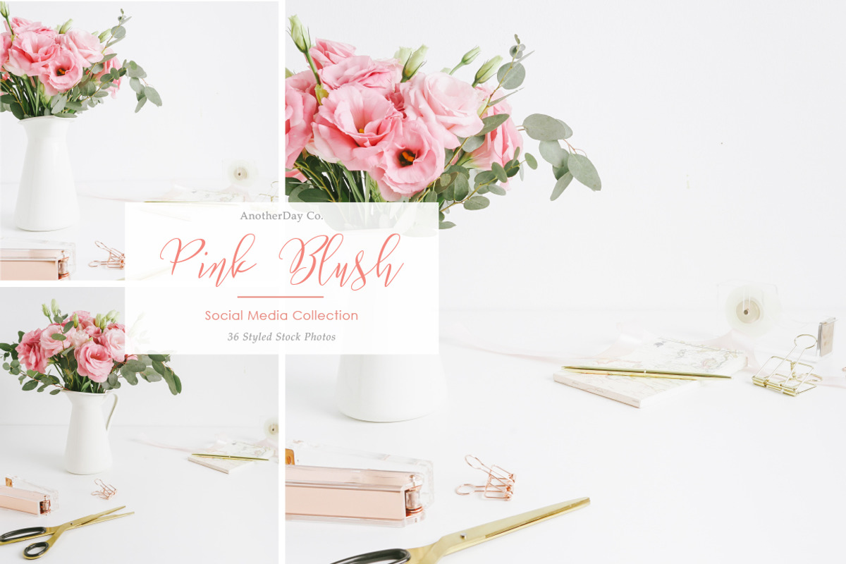 Pink Blush Desk Styled Stock Photo, a Print Template by Anotherday Co. (Photo 1 of 2)