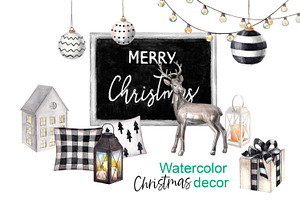 Watercolor Christmas decor.