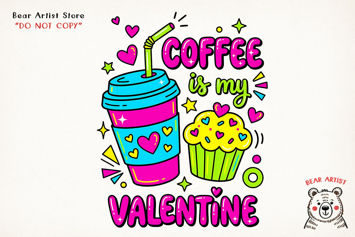 Valentine Love & Coffee Illustration, an Illustration by GlitterCraft (Photo 15 of 41)