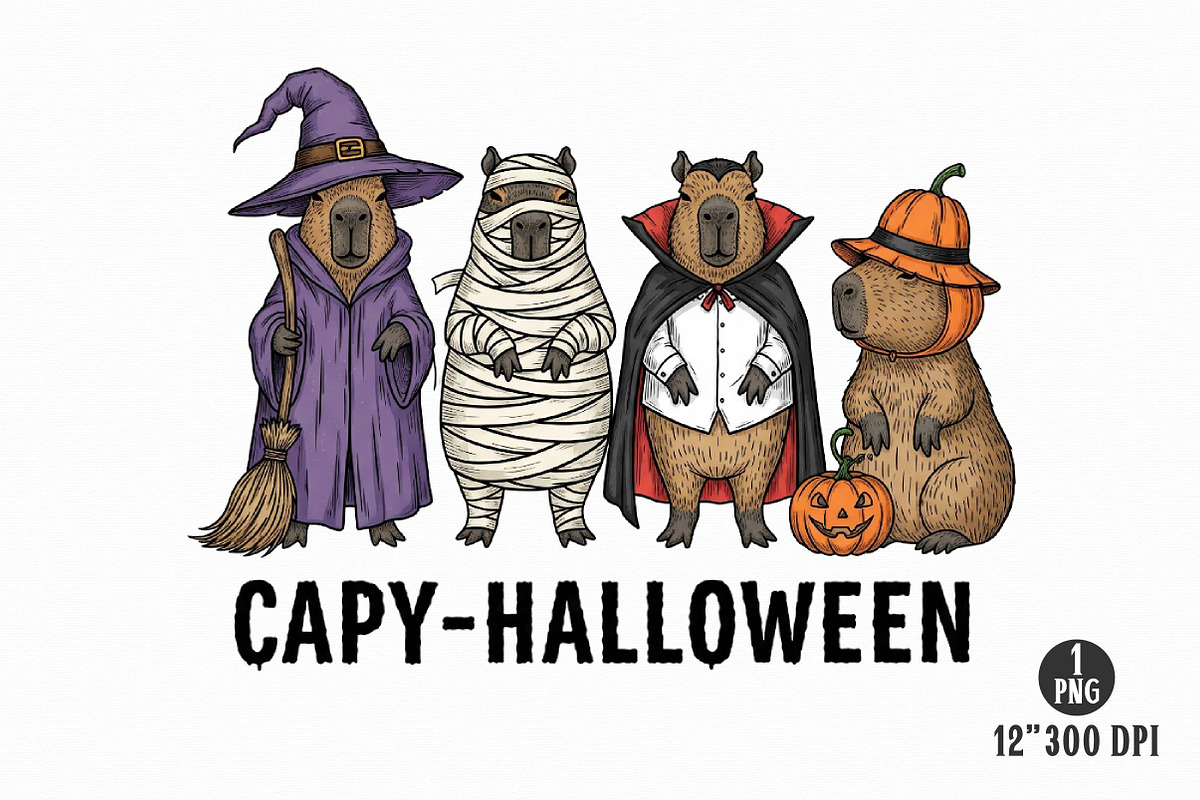 Halloween Capybara Sublimation PNG, an Illustration by Dream Creation (Photo 8 of 17)