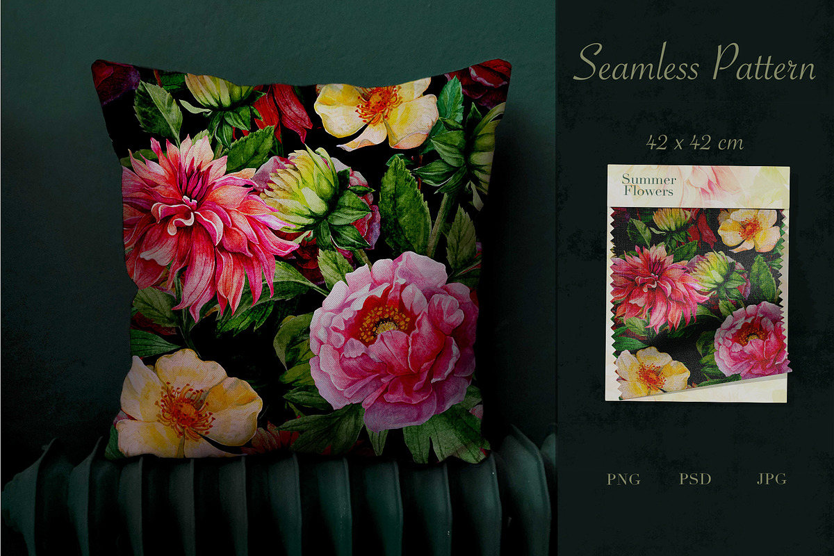 Summer flowers seamless pattern, a Pattern Graphic by Yana Dobrik (Photo 6 of 11)