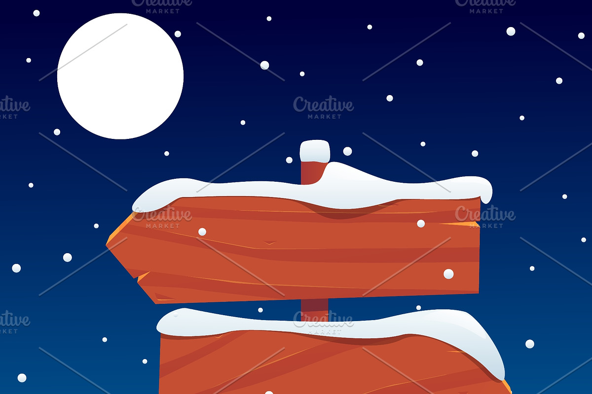 Wooden signpost in snow covered, a Texture Illustration by Vectorbuum (Photo 3 of 3)