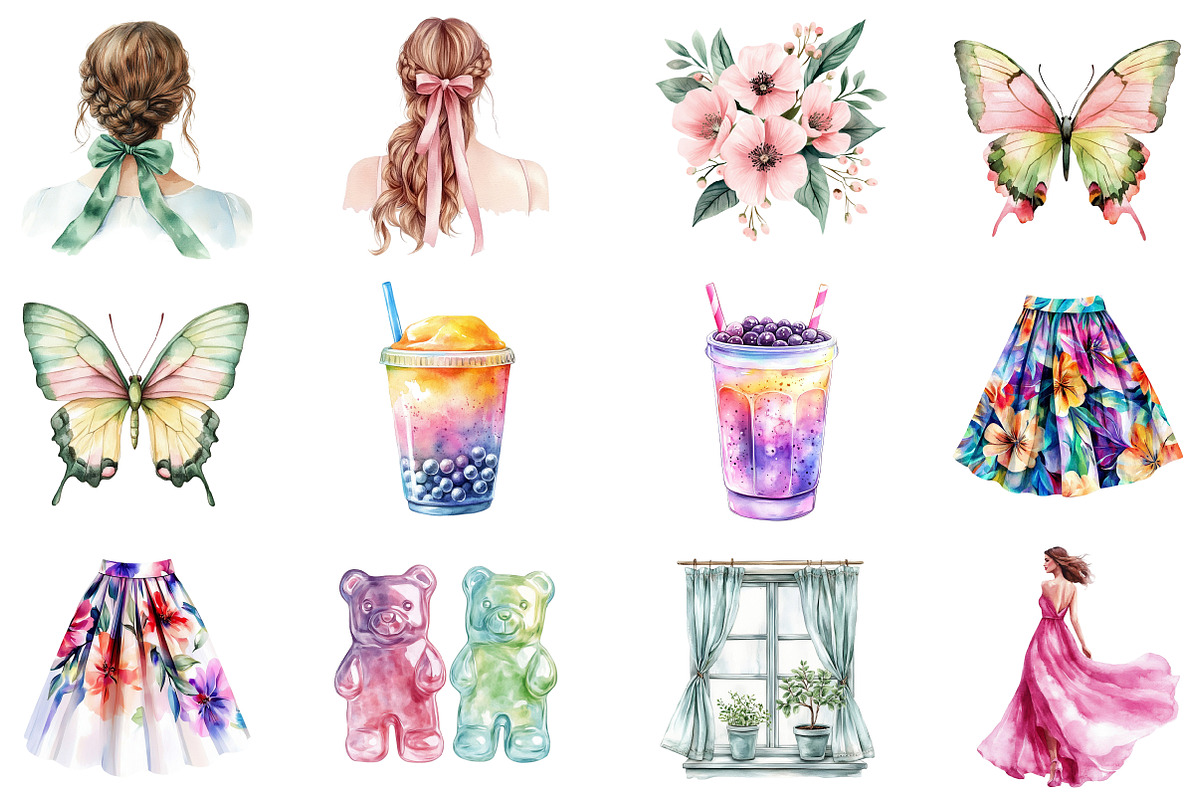 Watercolor Summer Mood Clipart, an Illustration by CitraGraphics (Photo 2 of 5)