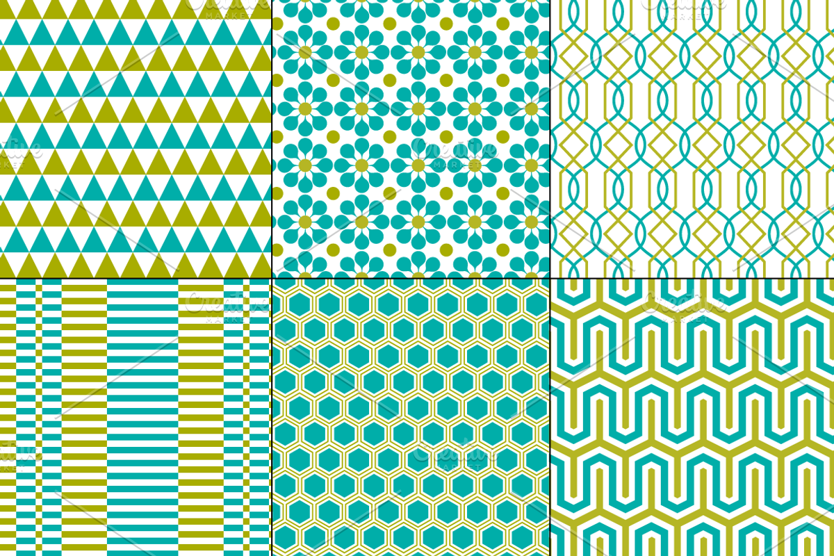 Seamless Blue & Green Mod Geometrics preview 5