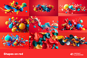 Shapes on red. 41 images, a Background Graphic by Handmadefont (Thumbnail 2 of 11)