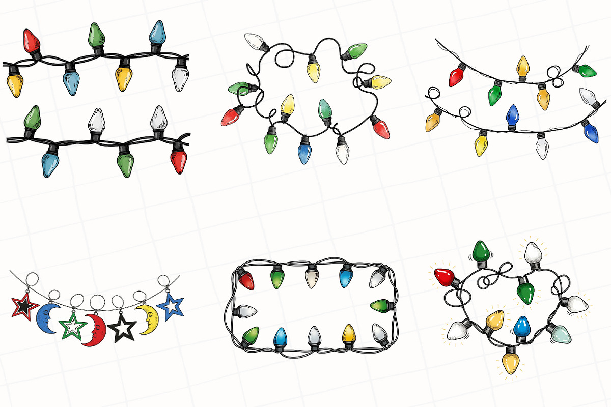 Christmas Lights Sublimation Clipart, an Illustration by OK Design (Photo 3 of 5)