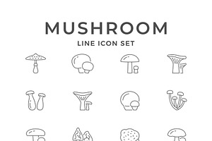 Set line icons of mushroom, an Outline Icon by motorama