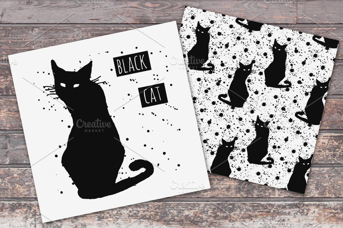 Black Cats Illustrations + patterns, an Illustration by Julia Bilenko (Photo 1 of 2)