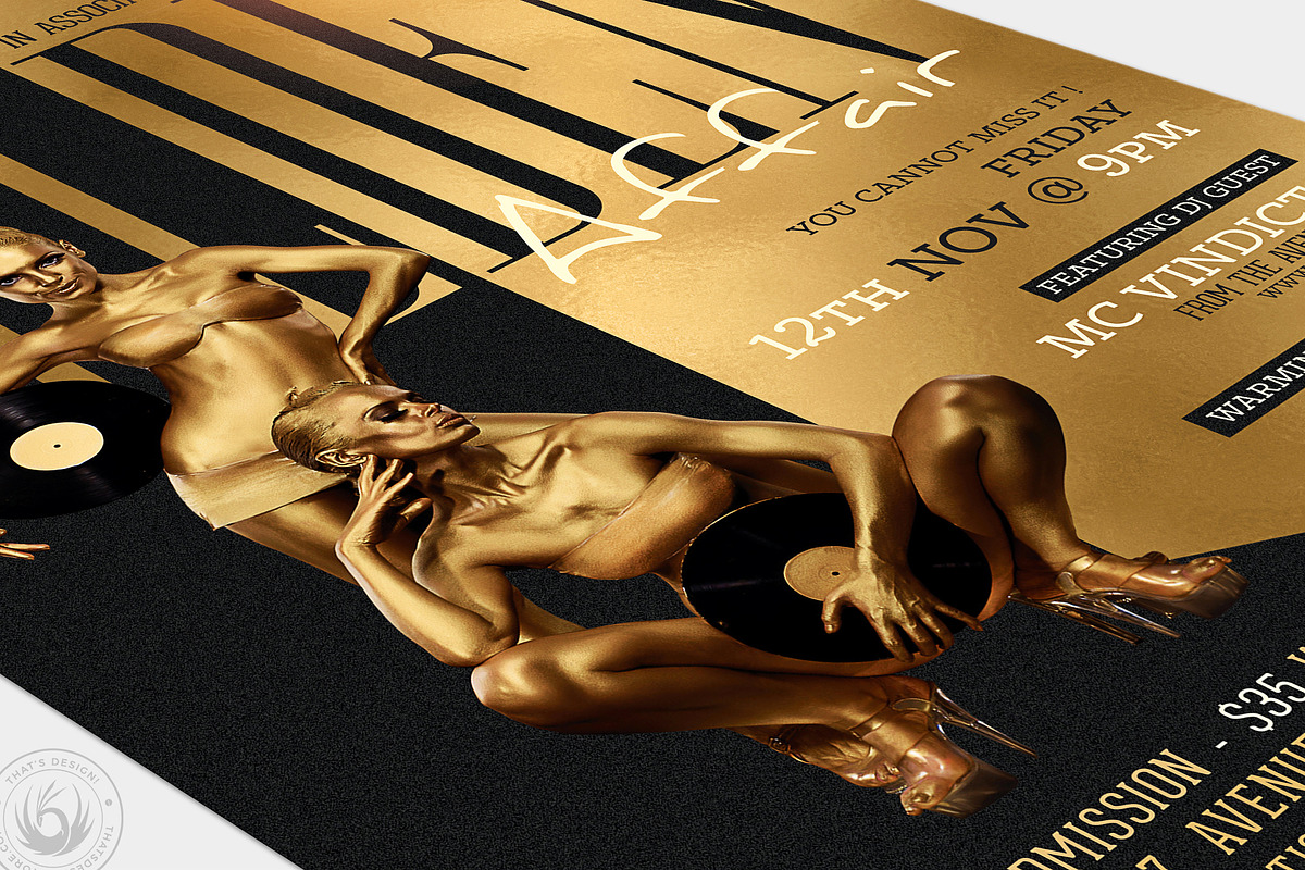 Golden Affair Flyer Template, a Flyer Template by ThatsDesignArt (Photo 3 of 7)