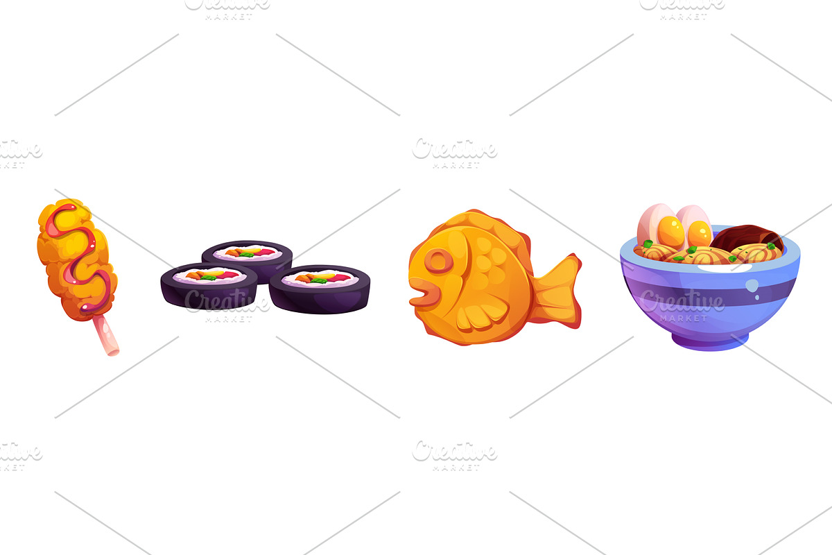 Korean food cartoon collection, a Food Illustration by art PVP - market