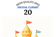 Beach Clipart Set, a Decorative Illustration by Pati Charm Studio (Thumbnail 1 of 7)