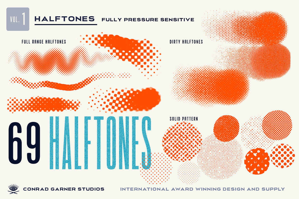 HALFTONE Brushes - Photoshop, a Brush Add-On by Conrad Garner Studios (Photo 2 of 3)