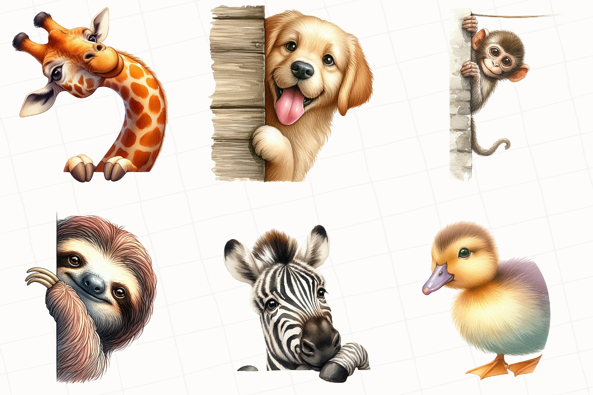 Quirky Animals Peeking Around Corner, an Illustration by OK Design (Photo 4 of 5)