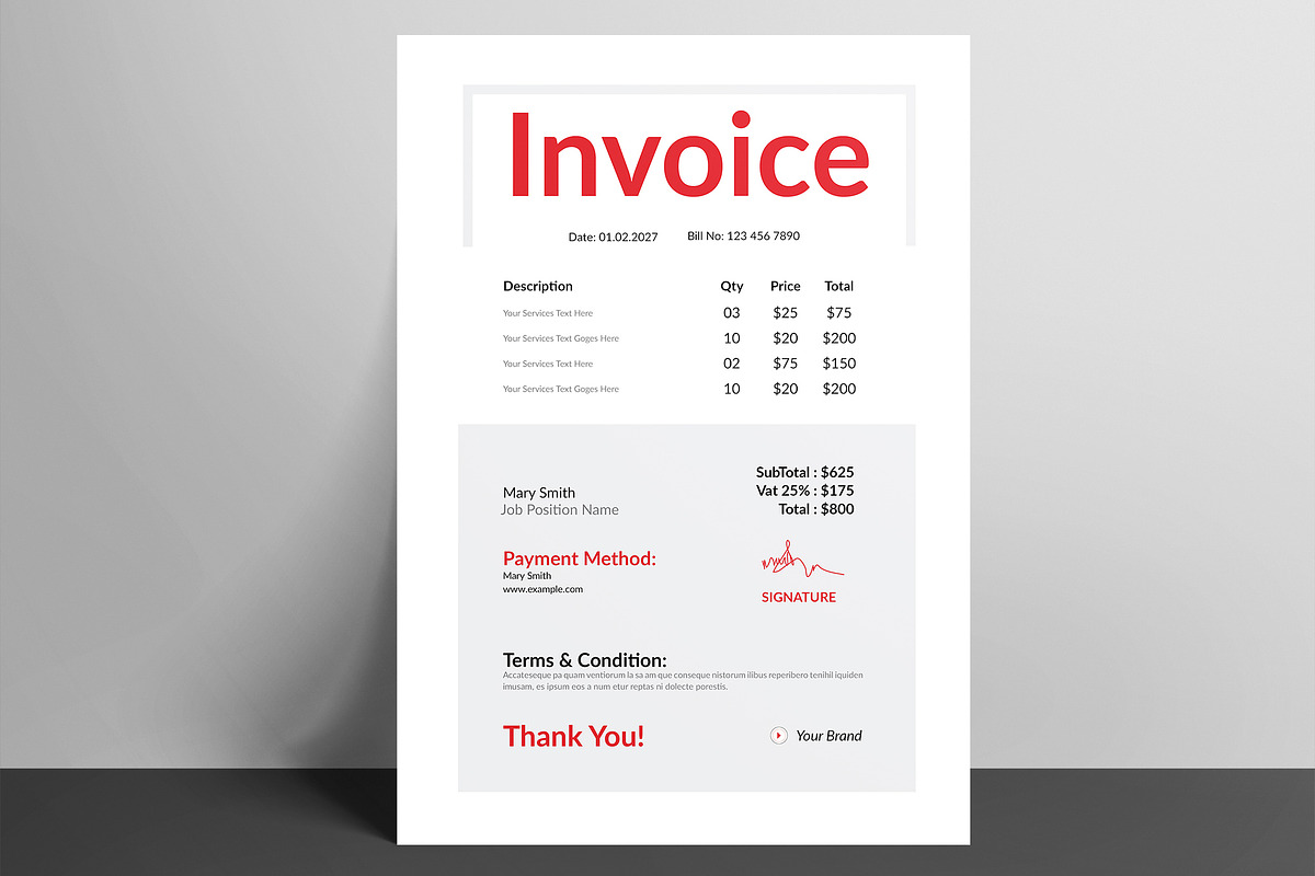 Invoice Design, a Stationery Template by ClickPaint_Studio (Photo 1 of 3)