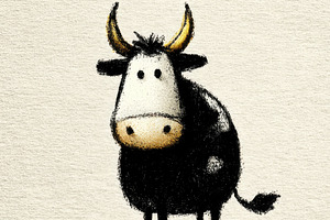 Hand drawn black and white cow illustrations in cute sketch styl, an Animal Photo by José Manuel Gelpi