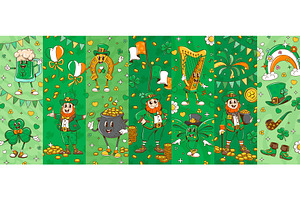 Cartoon groovy st Patrick day, an Illustration by Vector Tradition