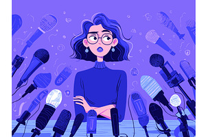 Woman press conference. Interview, a Person Illustration by Stock-Smart-Start