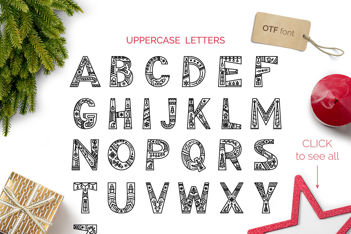 CHRISTMAS font ❆ clipart ❆ patterns preview 2