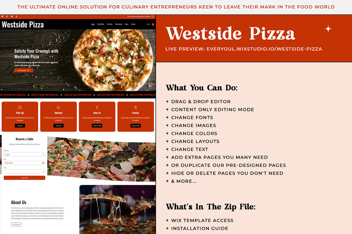 Westside Pizza Wix Template, a Wix Template by Girl Boss From Home (Photo 6 of 8)