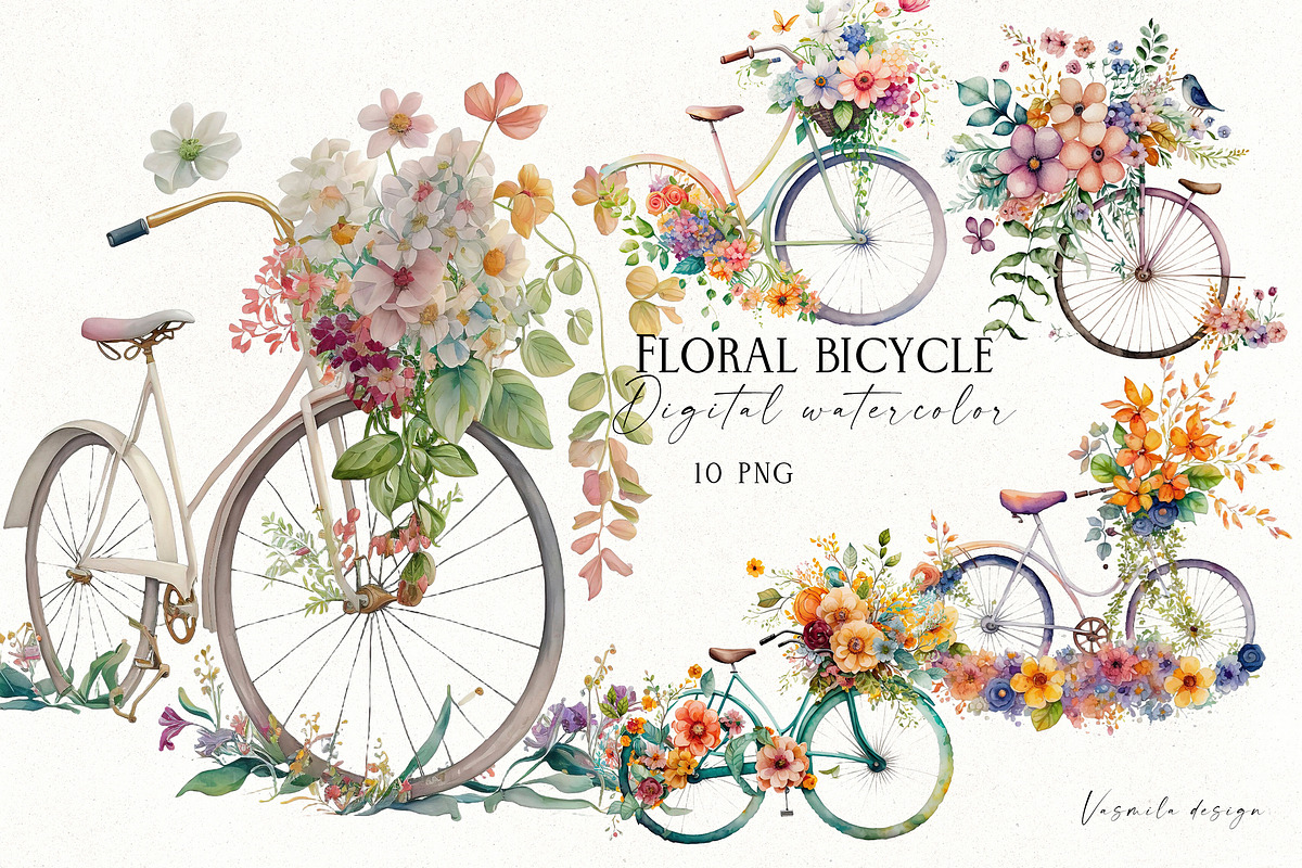 Romantic flower clipart bundle, a Decorative Illustration by Vasmila (Photo 2 of 21)