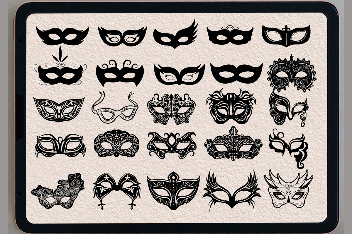 Procreate stamps, Masquerade mask, a Brush Add-On by TaKong Magics (Photo 2 of 4)