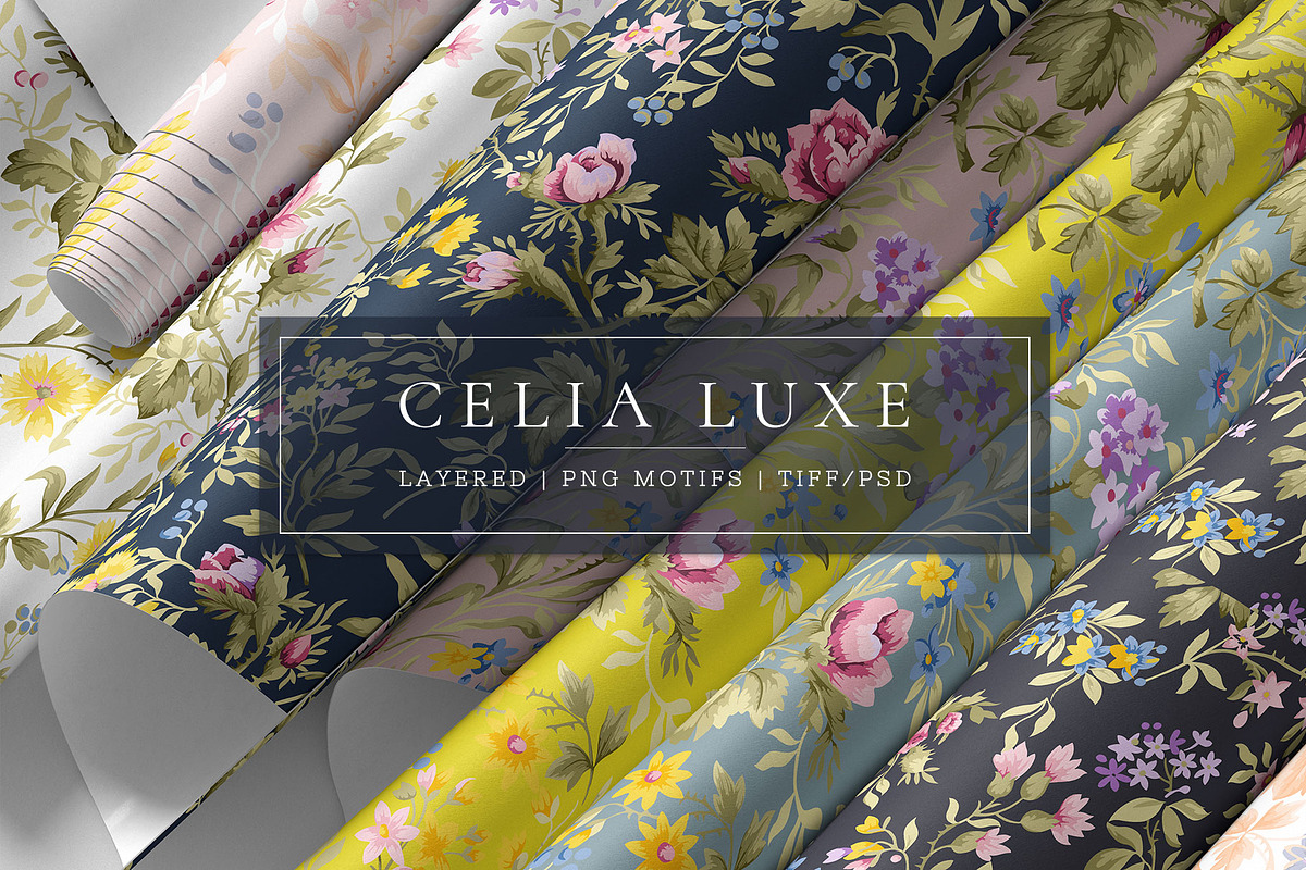 Celia Vintage Floral Seamless Prints, a Pattern Graphic by Pink Linen (Photo 1 of 13)