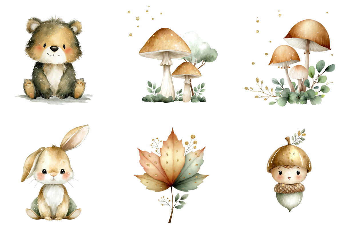 Cute Woodland Animal Clipart, an Illustration by Sublimation Artist (Photo 7 of 7)