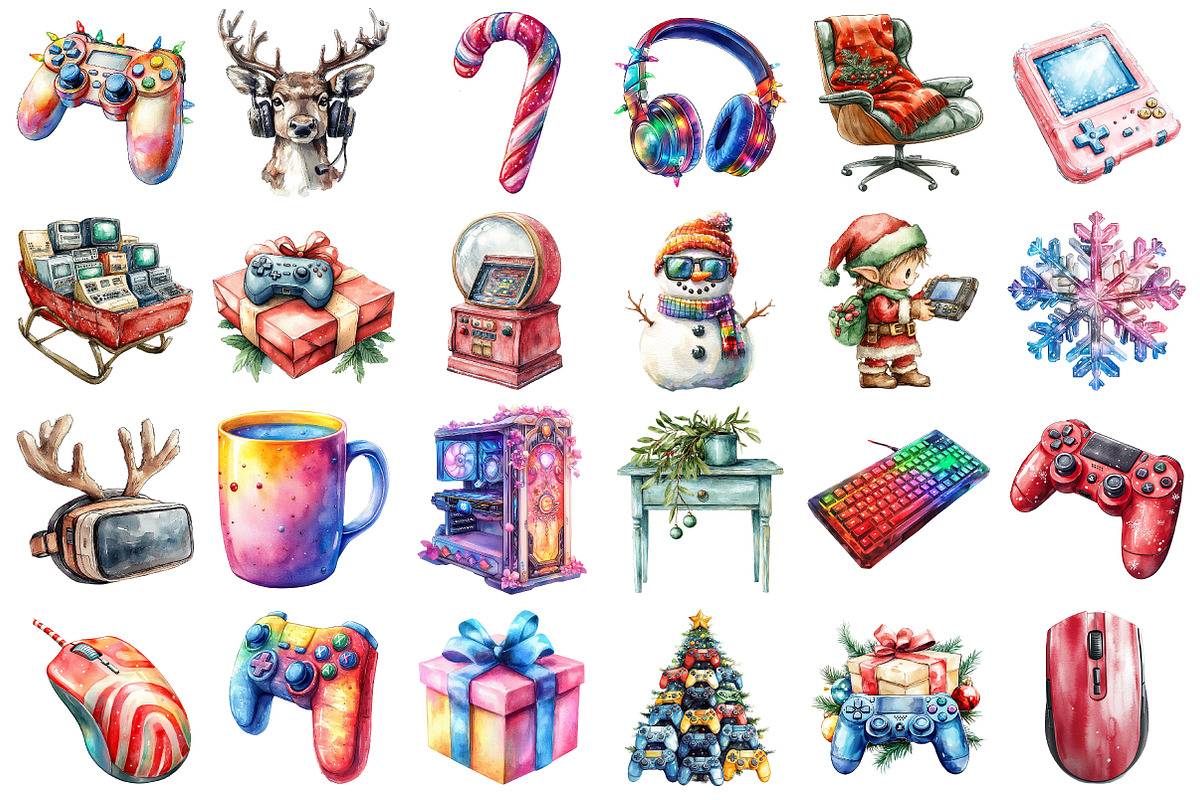 Christmas Gamer Clipart, an Illustration by Daily.Designs (Photo 2 of 3)