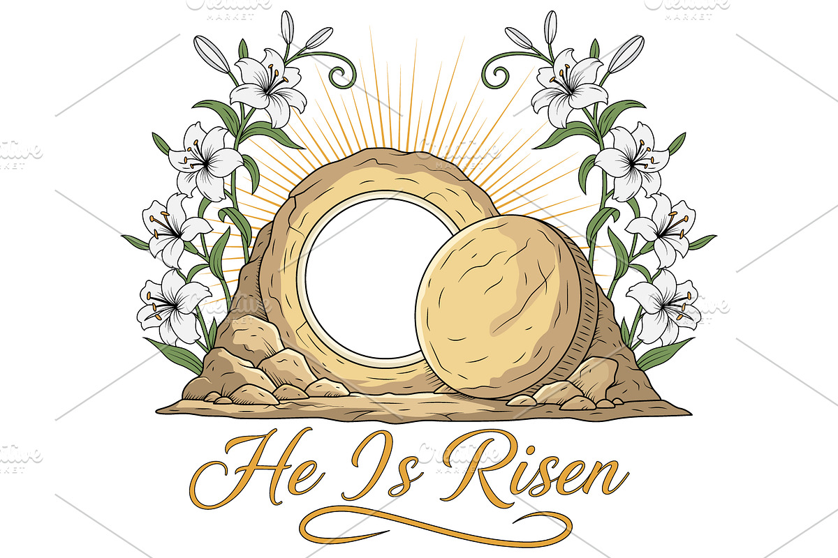 Empty Tomb He Is Risen T-Shirt Desig, a Seasonal Illustration by Ghagra (Photo 2 of 7)