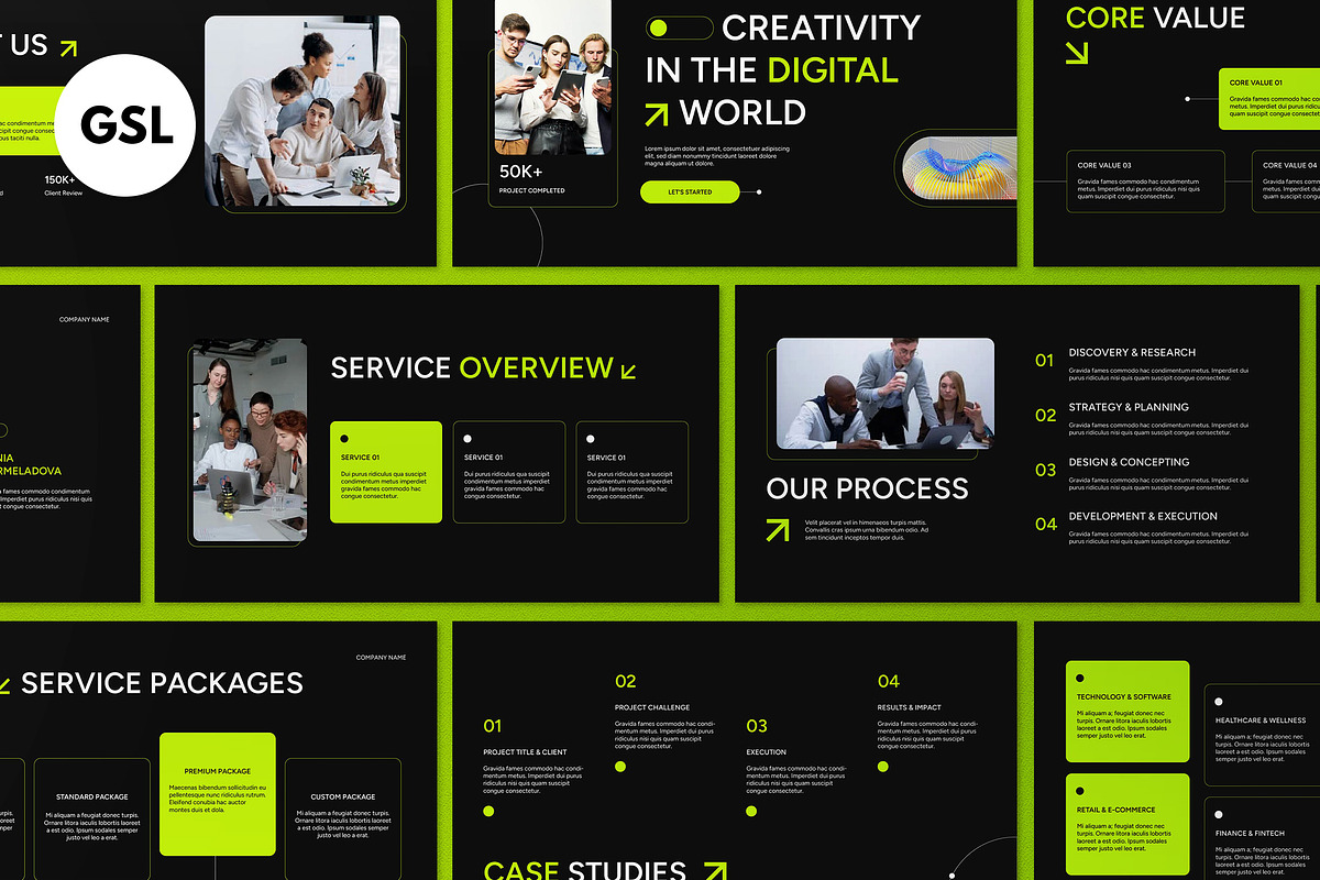 Black Company Profile Google Slide, a Presentation Template by graphicook (Photo 1 of 5)