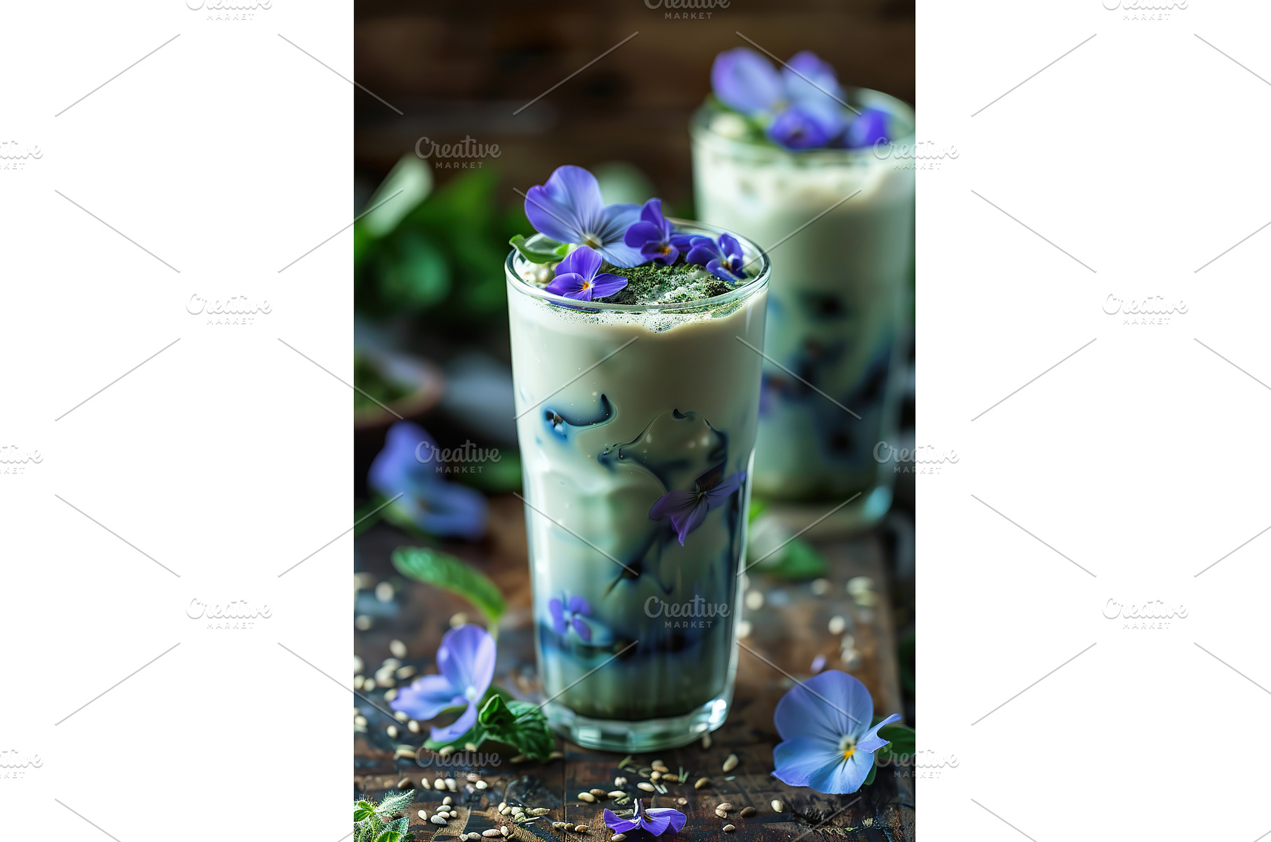 Refreshing blue butterfly pea matcha, a Food & Drink Photo by Lermont51