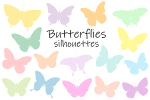 Butterflies Silhouettes Colorful SVG