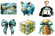 Money Girl Watercolor Clipart, an Illustration by OK Design (Thumbnail 2 of 5)