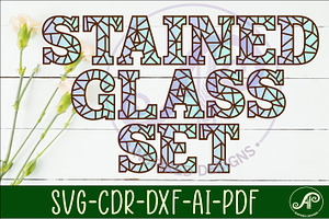 Stained glass alphabet set. 2 layer