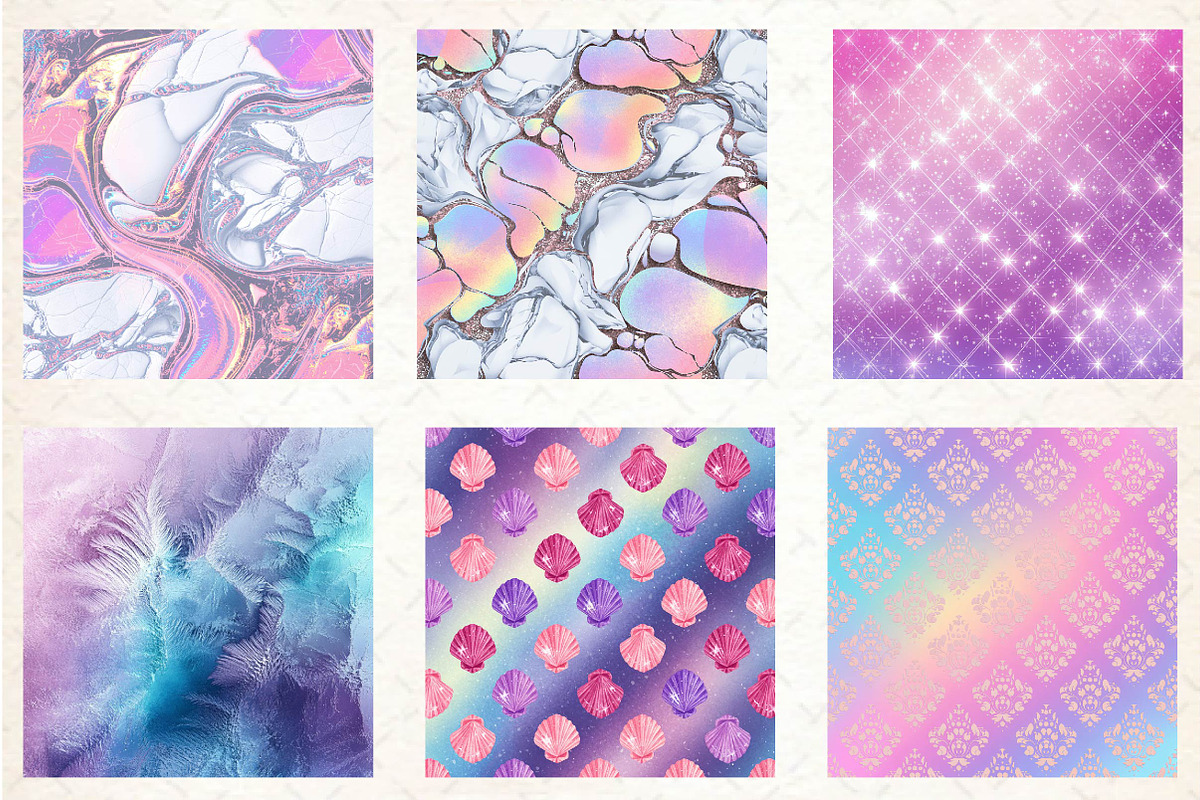Mermaid Glam Digital Paper, an Illustration by Dream Creation (Photo 4 of 6)