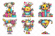 Whimsical Birthday Animals Clipart, an Illustration by SinaCreation (Thumbnail 3 of 7)