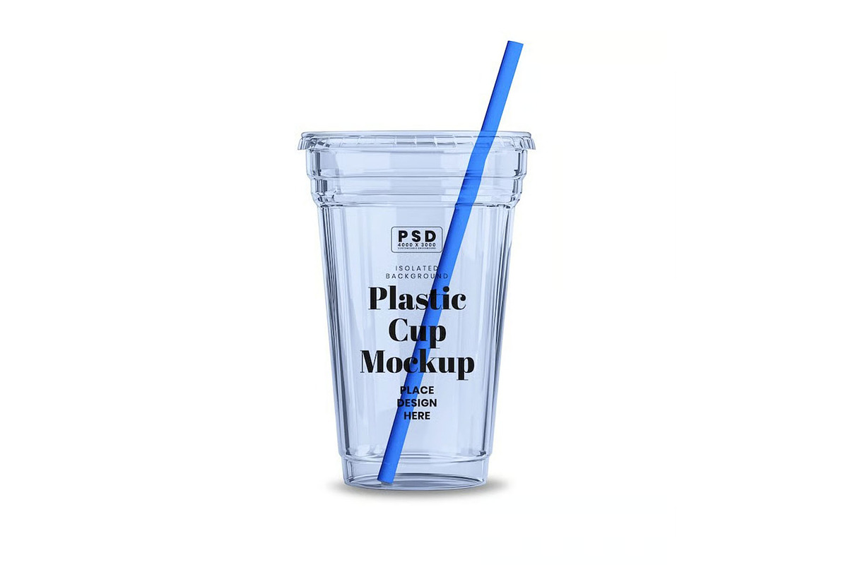 Plastic Cup with Straw Mockup, a Cups & Container Mockup by DesignRushMarket (Photo 2 of 5)