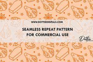 Orange Spooky Seamless Pattern PNG, a Pattern Graphic by Dottie Digitals