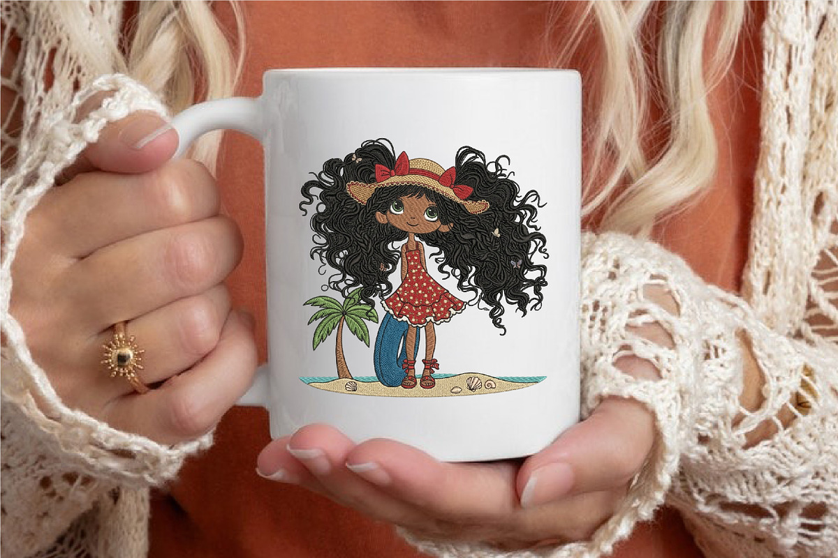 Summer Beach Girl Embroidery, an Illustration by designcity5 (Photo 4 of 4)